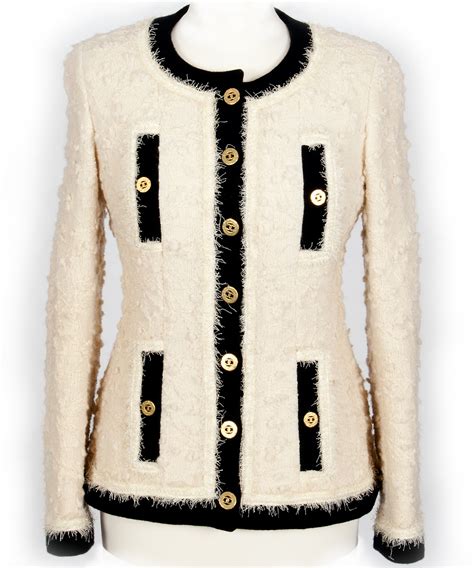 chanel style boucle blazer|Chanel jacket black and white.